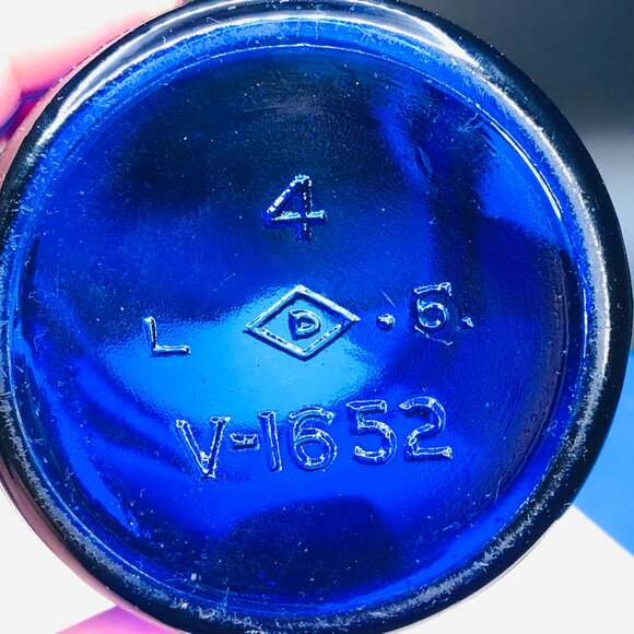 Vintage 60s NOXZEMA Cobalt Blue Glass Jar and Lid - Empty- Skincare Advertising - Picture 7 of 10
